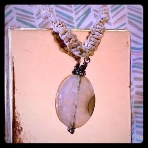 Hemp rope with stone pendant necklace